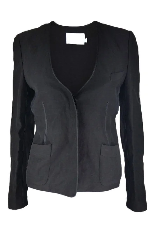 Price Break ALEXANDER WANG Black Silk Mix Button Front Jacket (UK 8)