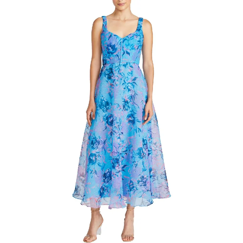Special Savings ML Monique Lhuillier Womens Textured Tea Length Midi Dress