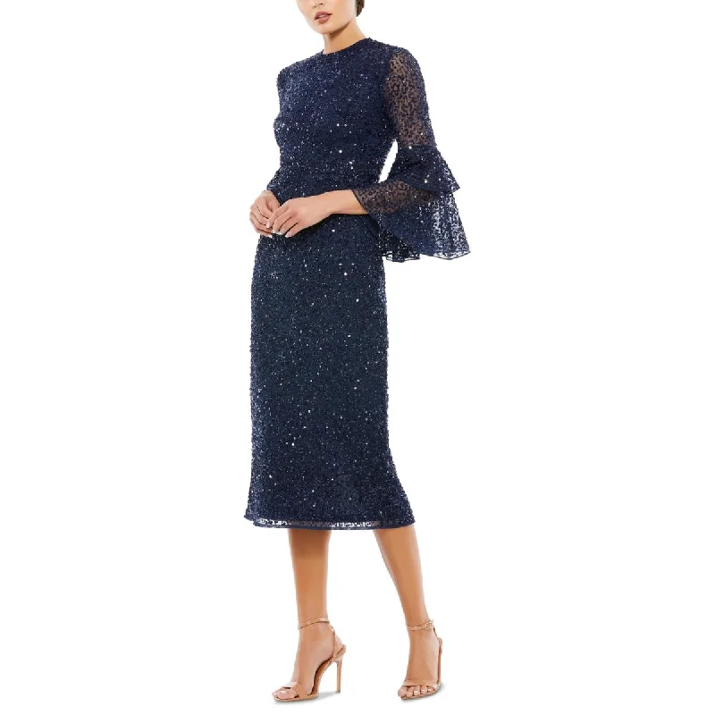 Deal Explosion Mac Duggal Womens Sequined Midi Cocktail and Party Dress