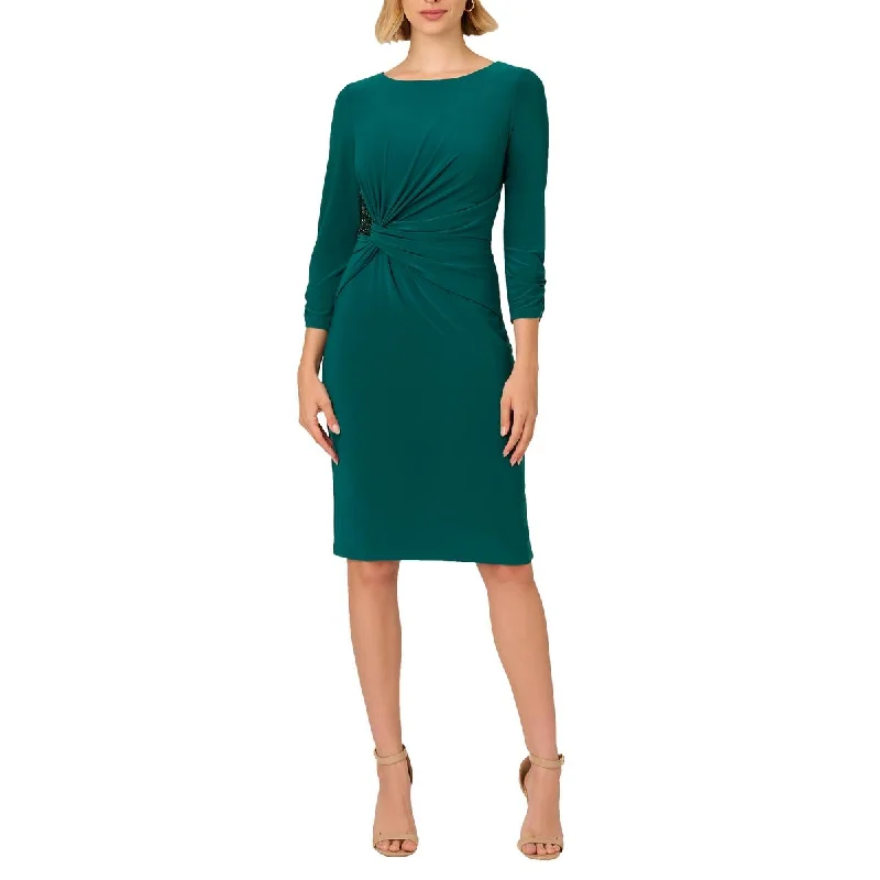 Savings Galore Adrianna Papell Womens Boat Neck Knot Front Sheath Dress