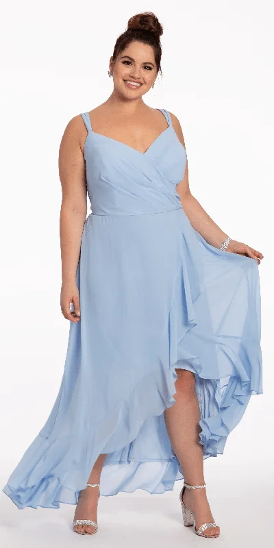 Bargain Prices Tiered Chiffon Double Strap High Low Dress