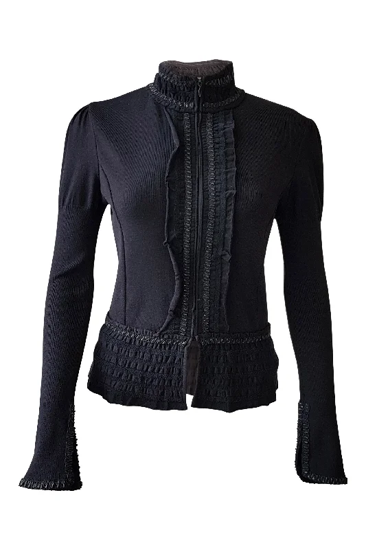 Exclusive Offers D.EXTERIOR Black Wool Polo Neck Zip Front Jumper (S)