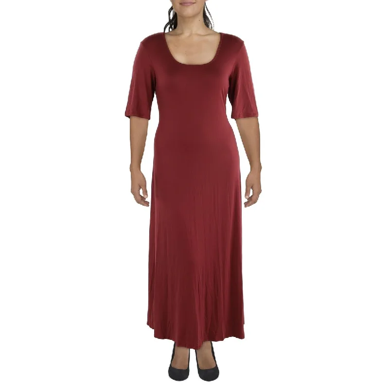 Incredible Offers 24seven Comfort Apparel Womens Plus Full Length Elbow Sleeve Maxi Dress