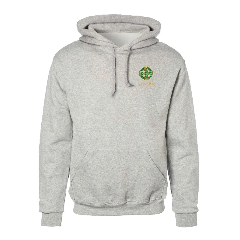 Shop and Save Celtic Cross Embroidered Personalized Hoodie- Gray