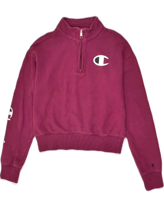 Limited Edition CHAMPION Womens Loose Fit Zip Neck Sweatshirt Jumper UK 4 XS Burgundy Limited Edition CHAMPION Womens Loose Fit Zip Neck Sweatshirt Jumper UK 4 XS Burgundy