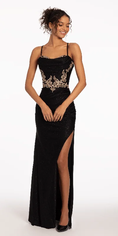Today's Special Glitter Knit Lace Up Back Dress with Side Slit