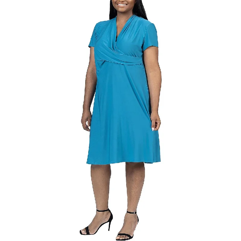 Hurry In 24seven Comfort Apparel Womens Plus Surplice Gathered Wrap Dress