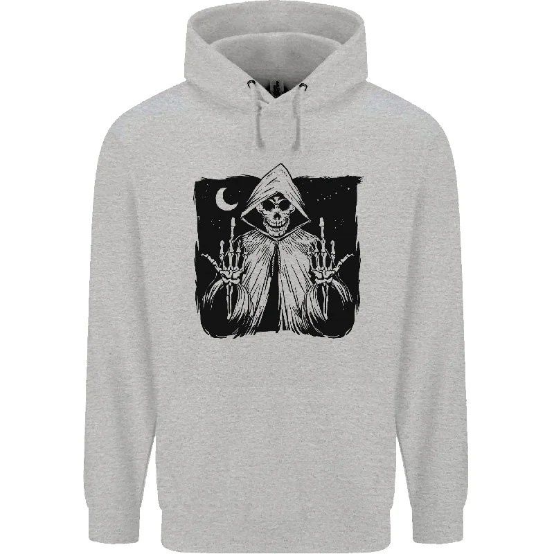 Special Savings Grim Reaper Finger Flip Skull Biker Funny Mens 80% Cotton Hoodie