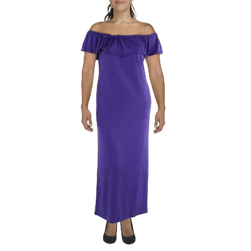 YEAR-End Clearance 24seven Comfort Apparel Womens Plus Full Length Ruched Maxi Dress