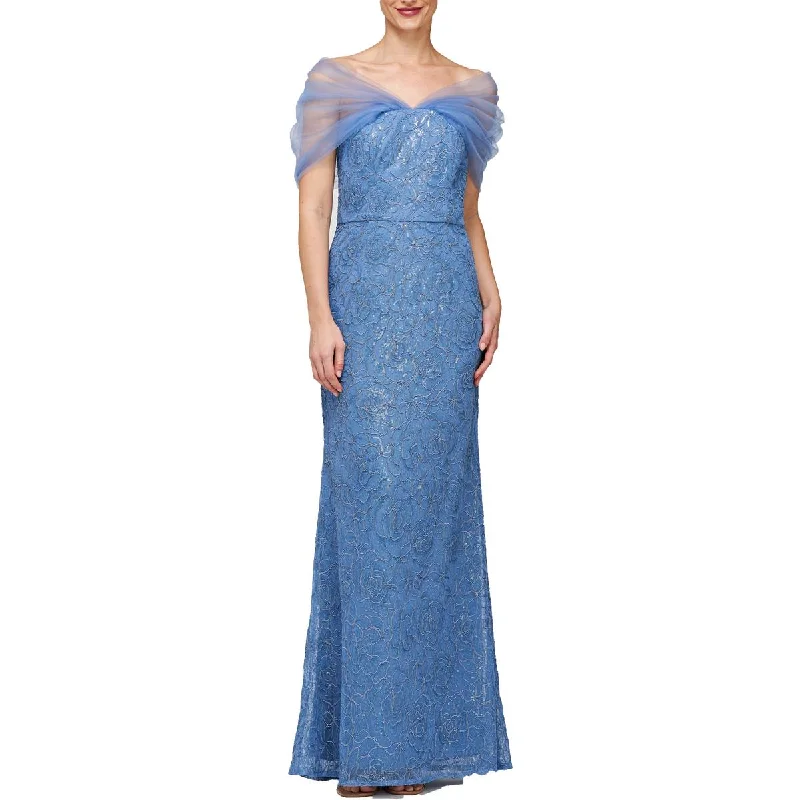 Price Slash JS Collections Womens Sequin Off-The-Shoulder Evening Dress