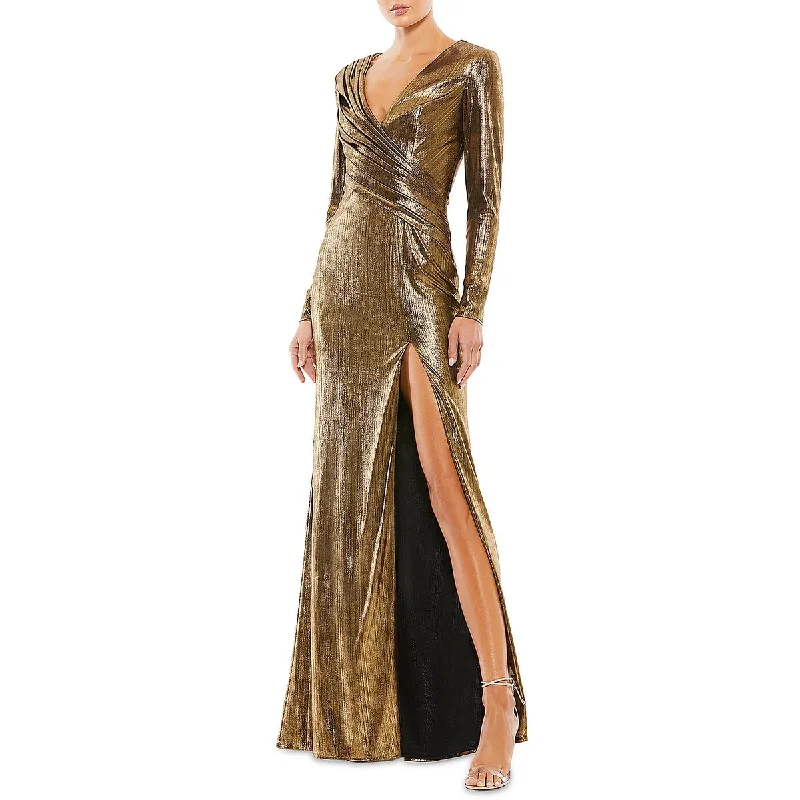 Limited Stock Ieena for Mac Duggal Womens Shimmer Long Evening Dress