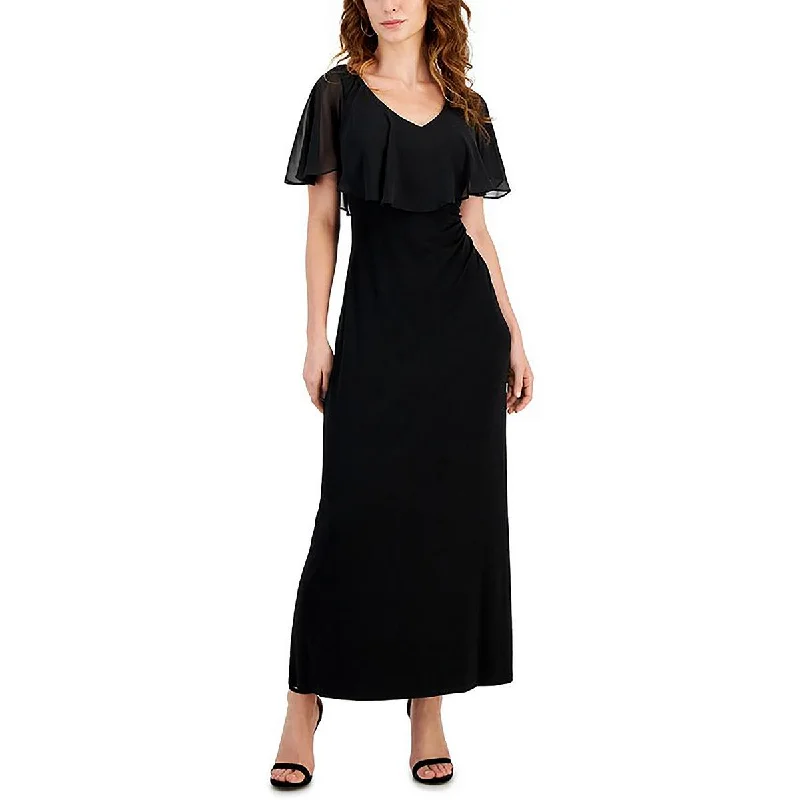 Major Savings Connected Apparel Womens Petites Flutter Sleeve Long Cocktail And Party Dress