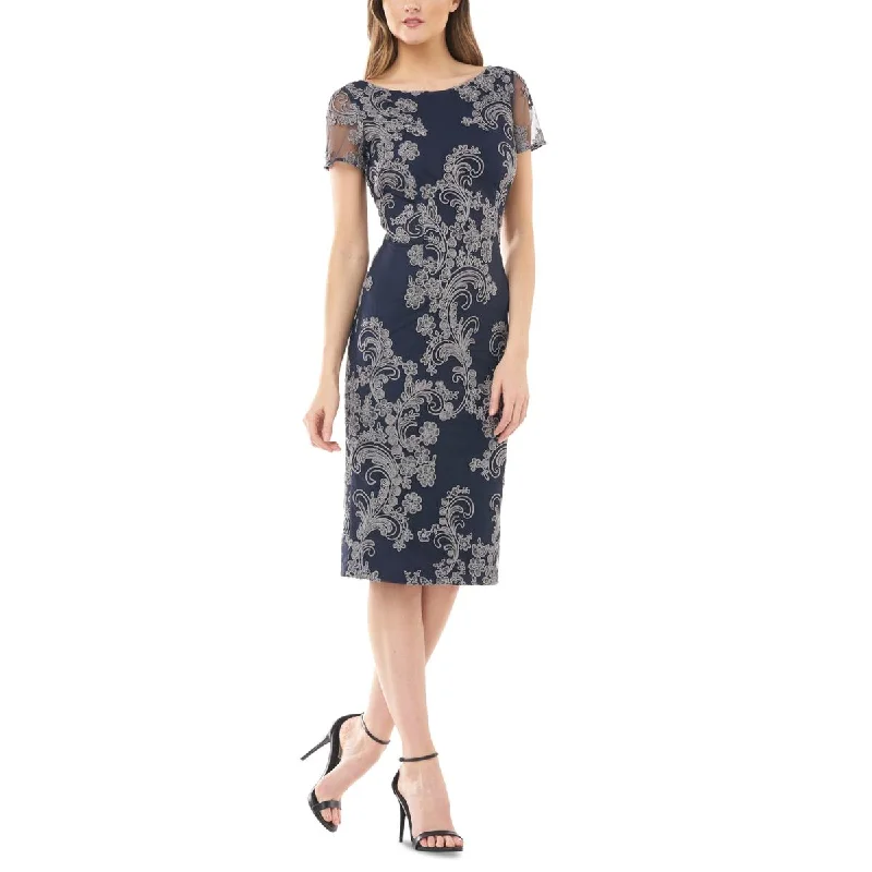 Limited Time Discount JS Collections Womens Scoop Neck Mesh Midi Dress