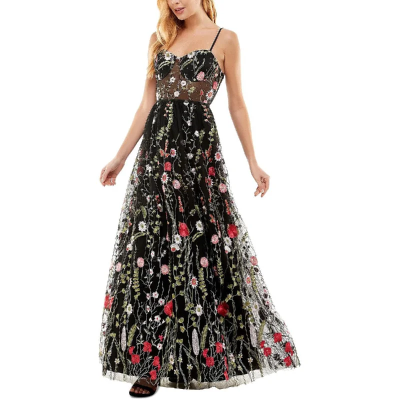 Early Bird Discount City Studio Womens Juniors Floral Embroidered Evening Dress
