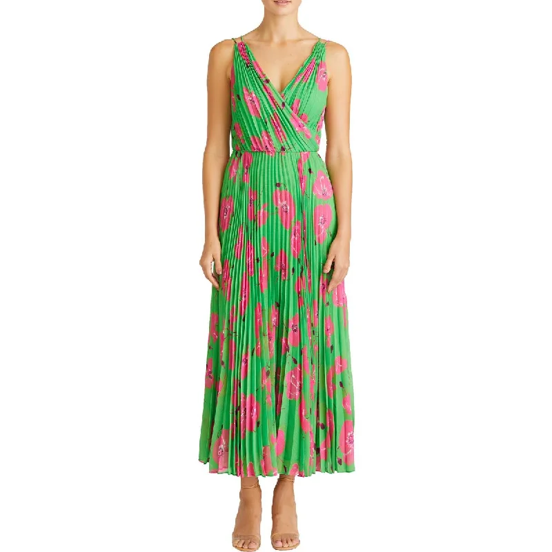 Season Finale Sale ML Monique Lhuillier Womens Pleated Tea Length Midi Dress