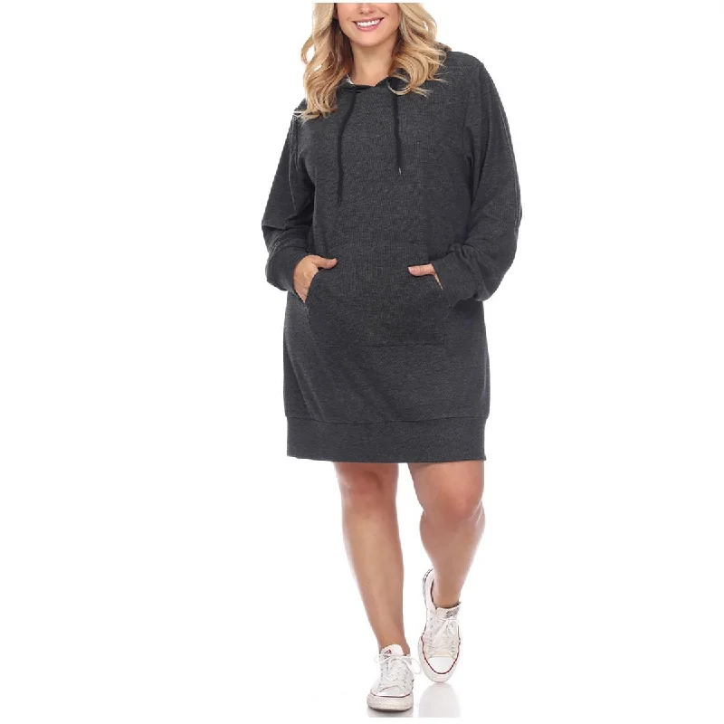 Grand Opening Sale White Mark Womens Plus Hoodie Above Knee Sweatshirt Dress