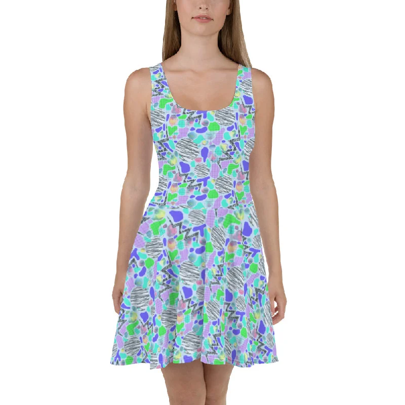 New Markdowns Electric Party Blues Skater Dress