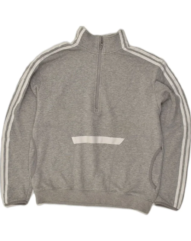 Steals and Deals ADIDAS Womens Zip Neck Sweatshirt Jumper UK 16 Large Grey Cotton