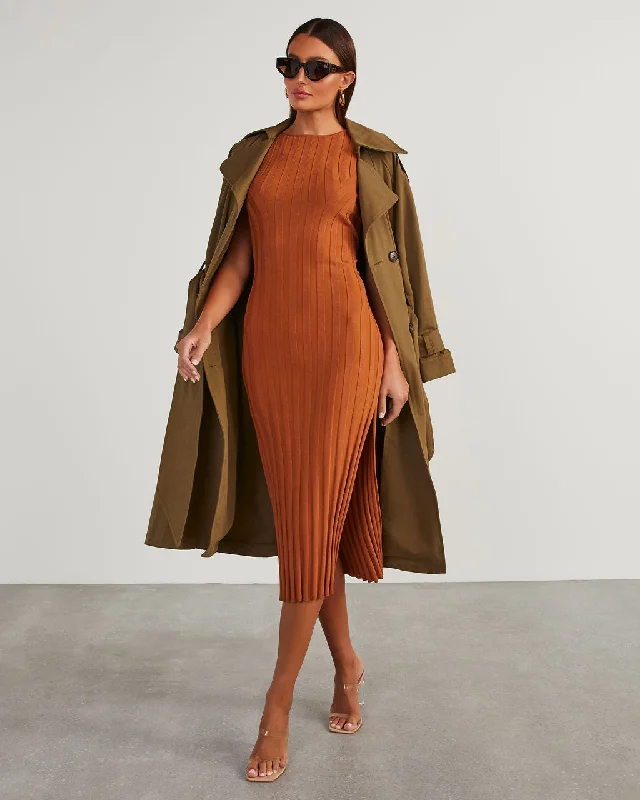 Price Drop Huston Sleeveless Pleated Knit Midi Dress
