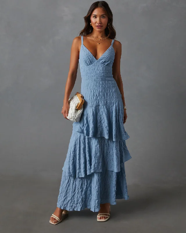 Unmissable Offer Elora Tiered And Textured Maxi Dress
