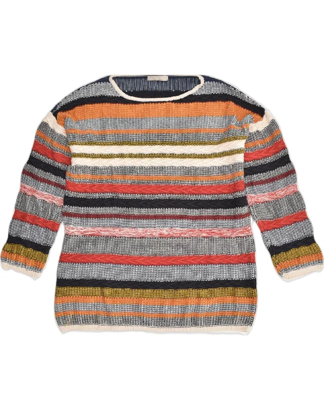 Price Rollback STEFANEL Womens Boat Neck Jumper Sweater UK 12 Medium Multicoloured