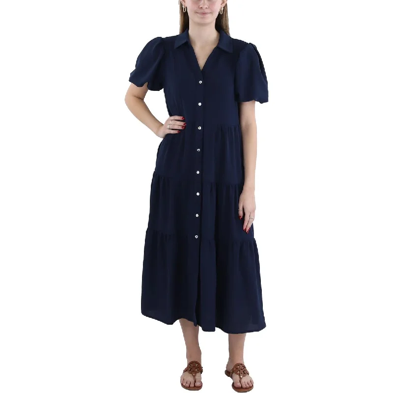 Clearance Items MSK Womens Tiered Puff Sleeve Midi Dress