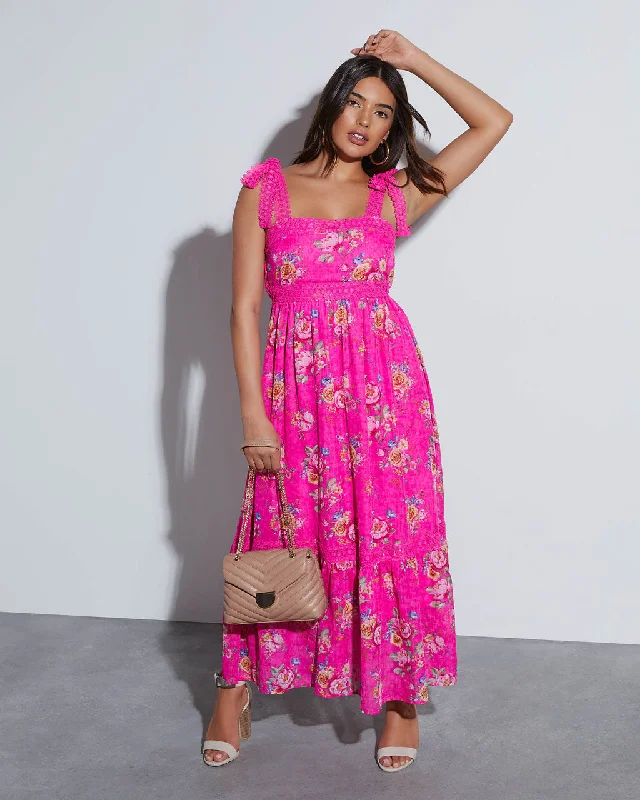 Reduced Prices Mirabelle Tie Shoulder Floral Midi Dress