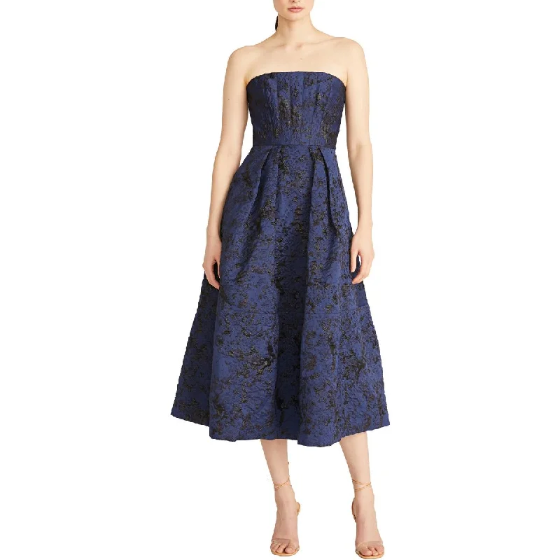 Great Deals ML Monique Lhuillier Womens Metallic Mid Calf Midi Dress