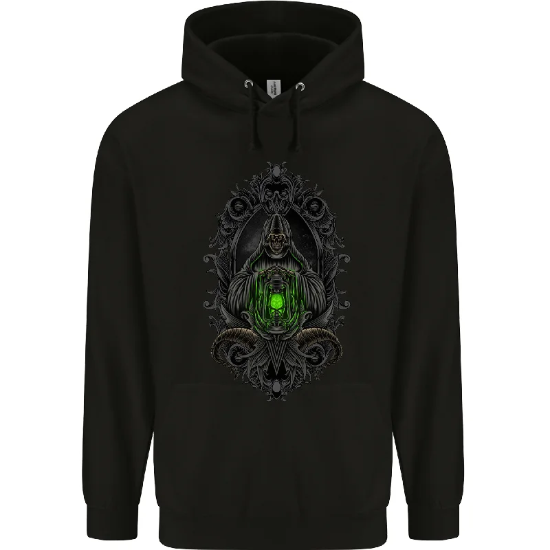 Super Savings Grim Reaper Gothic Skull Heavy Metal Mens 80% Cotton Hoodie