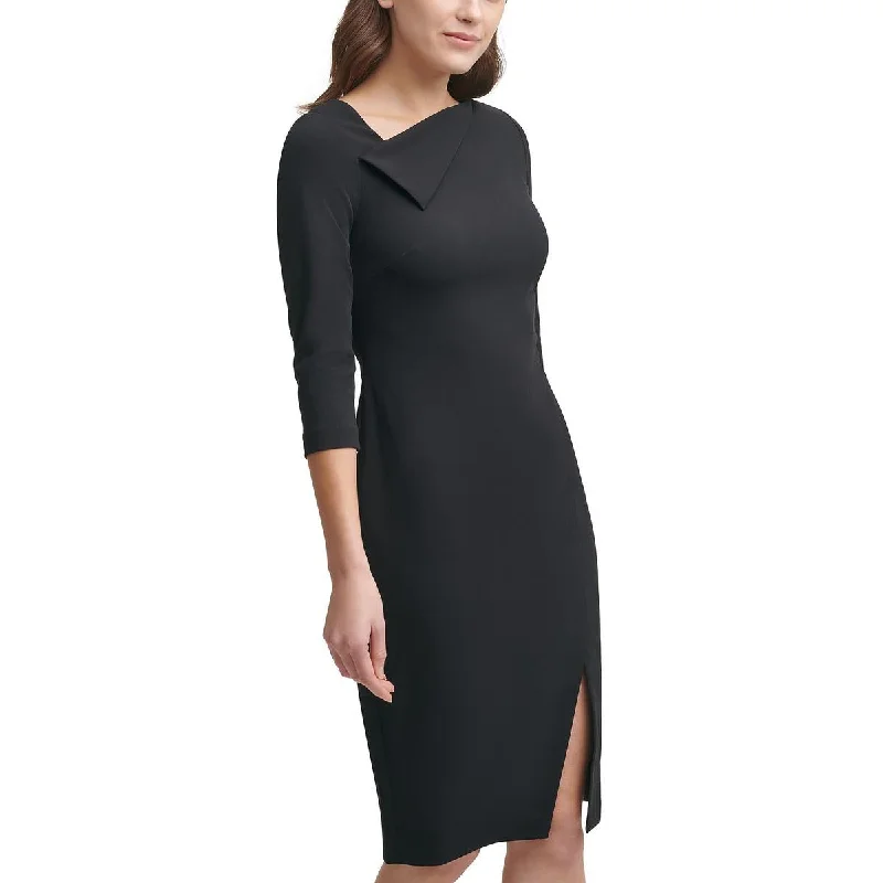 Clearance Sale Calvin Klein Womens Front Slit Envelope Neck Sheath Dress