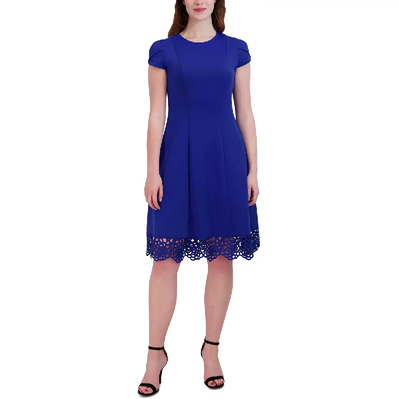 Time-Limited Offer Donna Ricco Womens Lace Trim Cap Sleeve Midi Dress
