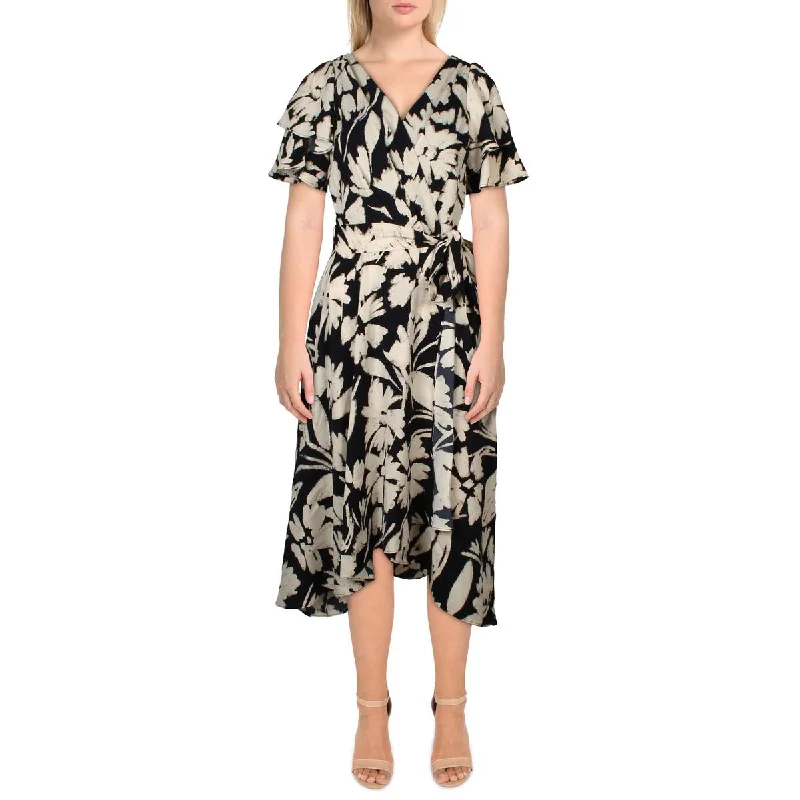Big Discounts DKNY Womens Floral Print Midi Wrap Dress