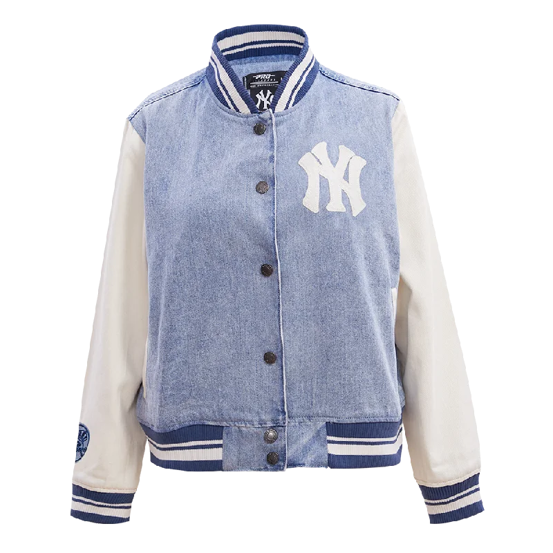 Clearance Sale CHAMARRA DE MEZCLILLA MLB NEW YORK YANKEES VARSITY BLUES PARA MUJER