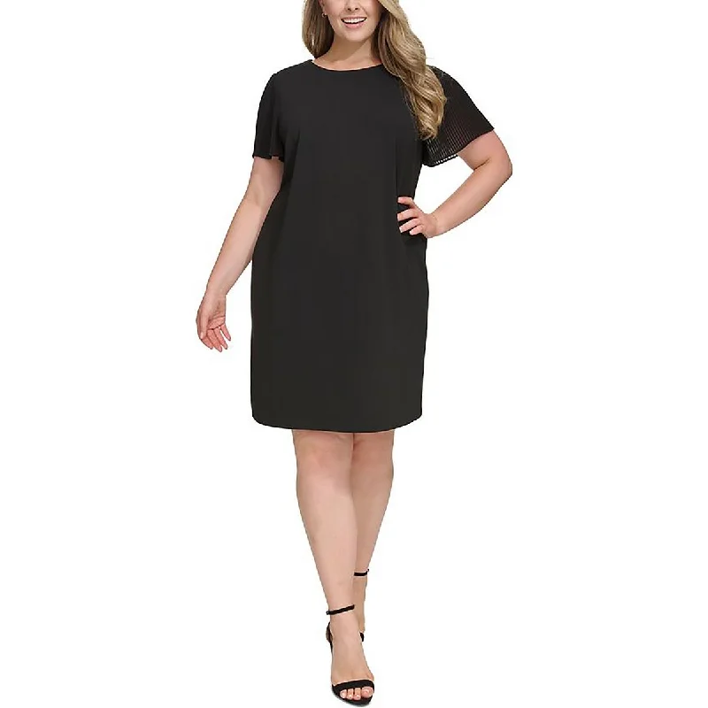 One-DAY Sale Tommy Hilfiger Womens Plus Fit & Flare Pleated Sheath Dress
