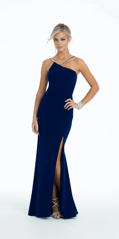 Unmissable Offer Asymmetrical One Shoulder Rhinestone Scuba Dress with Side Slit