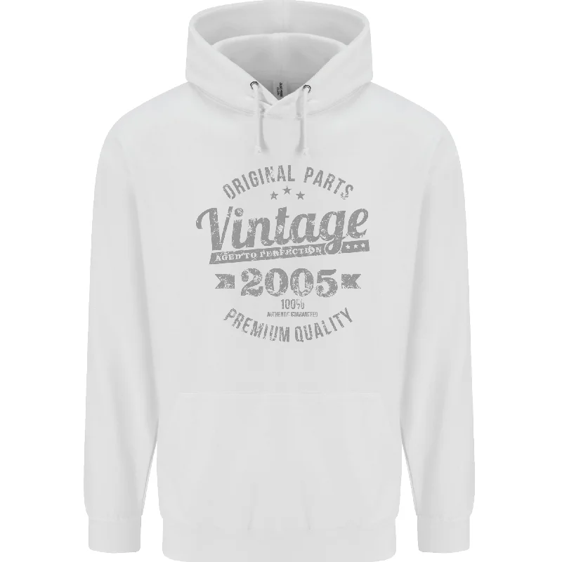Limited Availability Vintage Year 19th Birthday 2005 Mens 80% Cotton Hoodie White