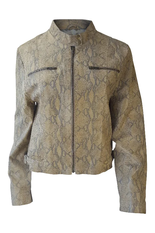 Discount Deals EQUATION Women's Leather Snakeskin Biker Jacket (14)
