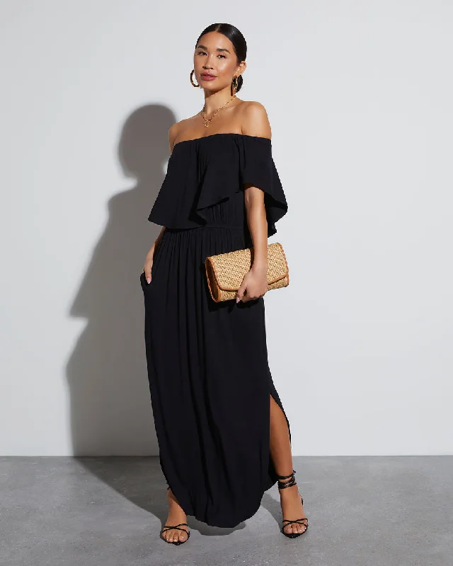 Exclusive Savings Kara Off The Shoulder Pocketed Maxi Dress