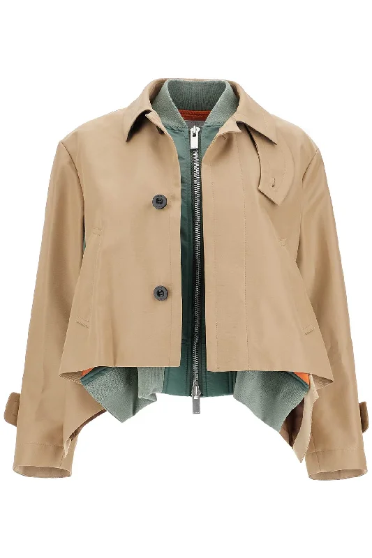 Super Sale Gabardine Jacket With Inserts  - Khaki