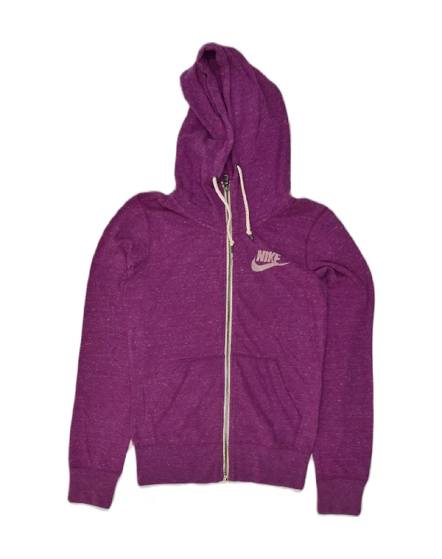 Discount Days NIKE Womens Zip Hoodie Sweater UK 6 XS Purple Polyester