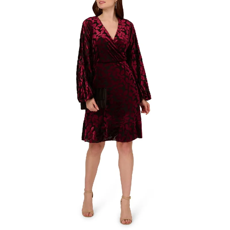 Buy More, Save More Adrianna Papell Womens Velvet Burnout Cocktail And Party Dress